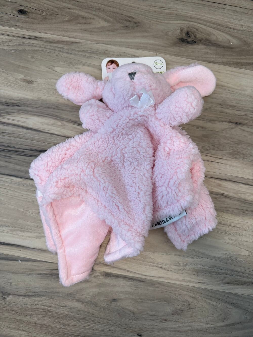 Blankets and Beyond Bunny Rabbit Pink Lovey Security Blanket Plush Minky NEW